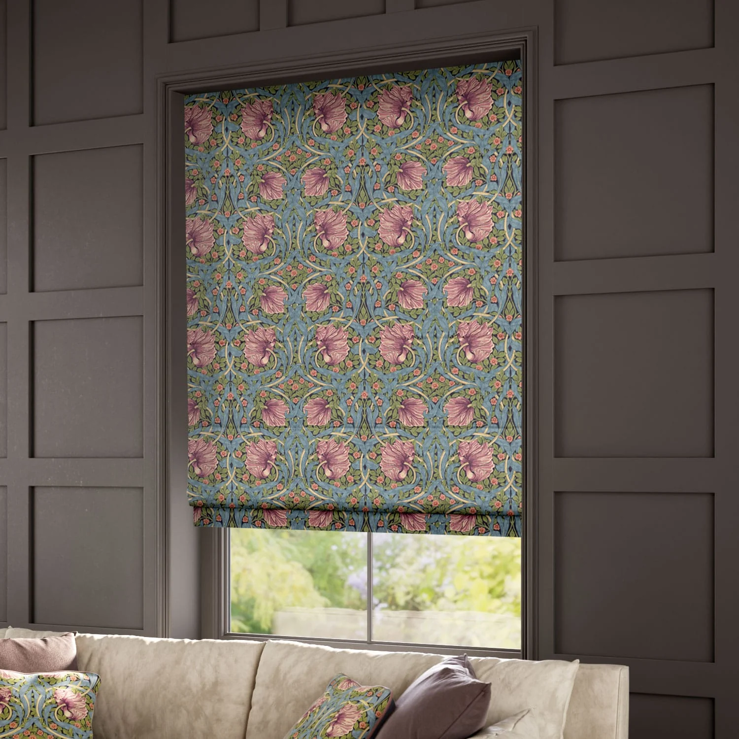 William Morris Pimpernel Elderberry Roman Blind - Image 2