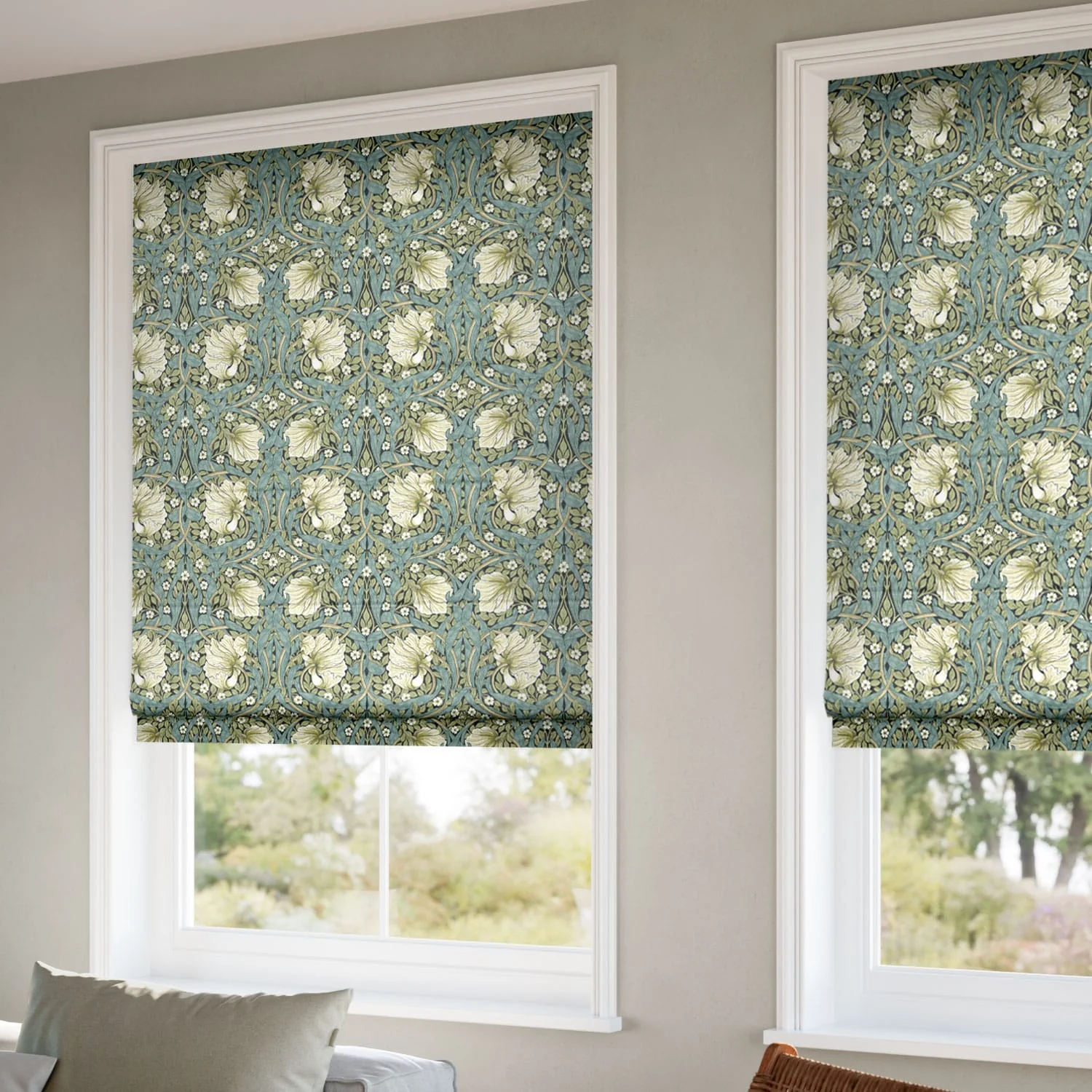 William Morris Pimpernel Sage Roman Blind - Image 2