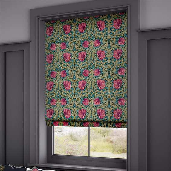 William Morris Pimpernel Teal Roman Blind - Image 2