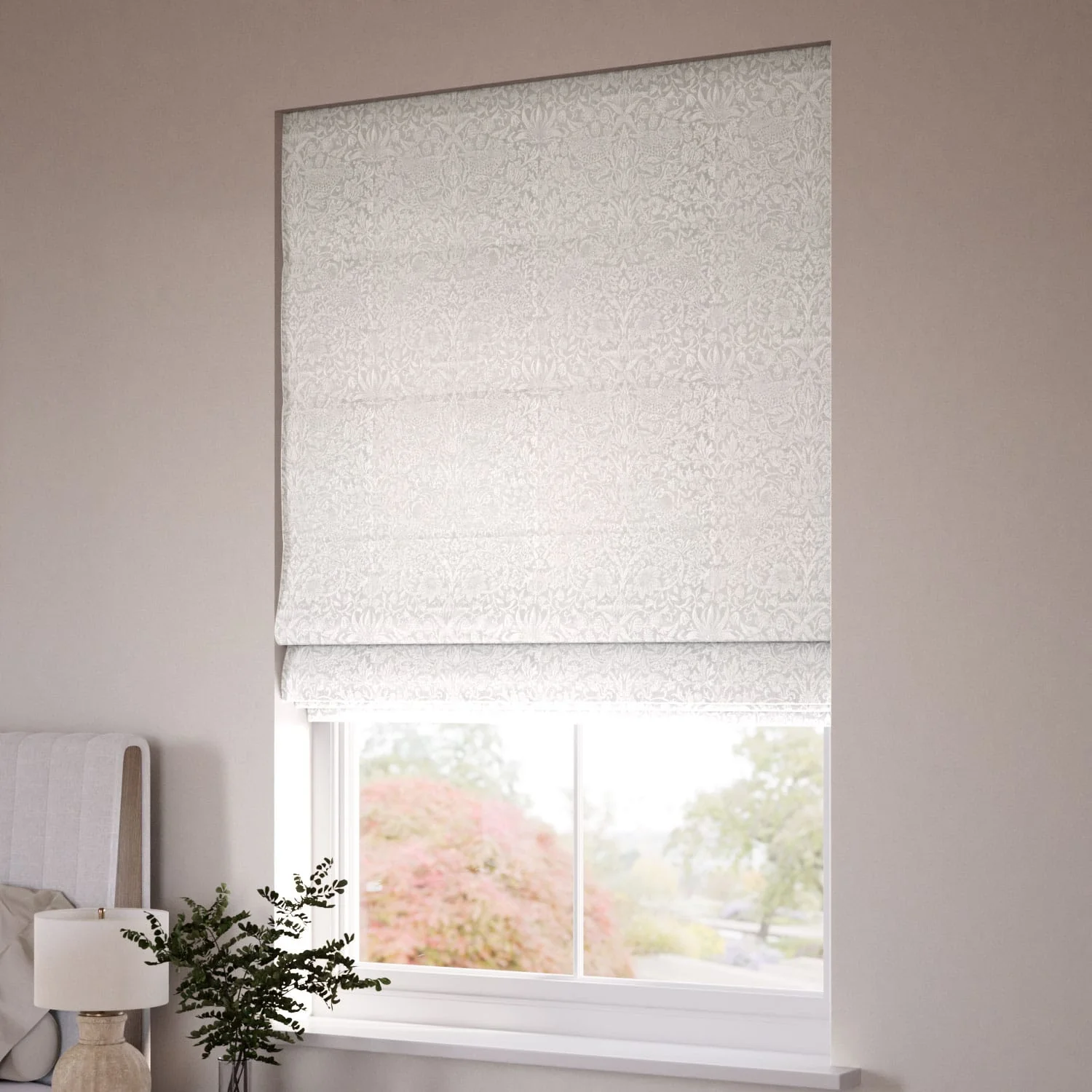 William Morris Strawberry Thief Jacquard Oyster Roman Blind - Image 2