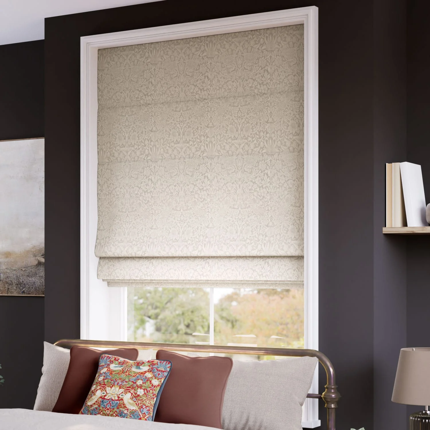 William Morris Strawberry Thief Jacquard Soft Gold Roman Blind - Image 2
