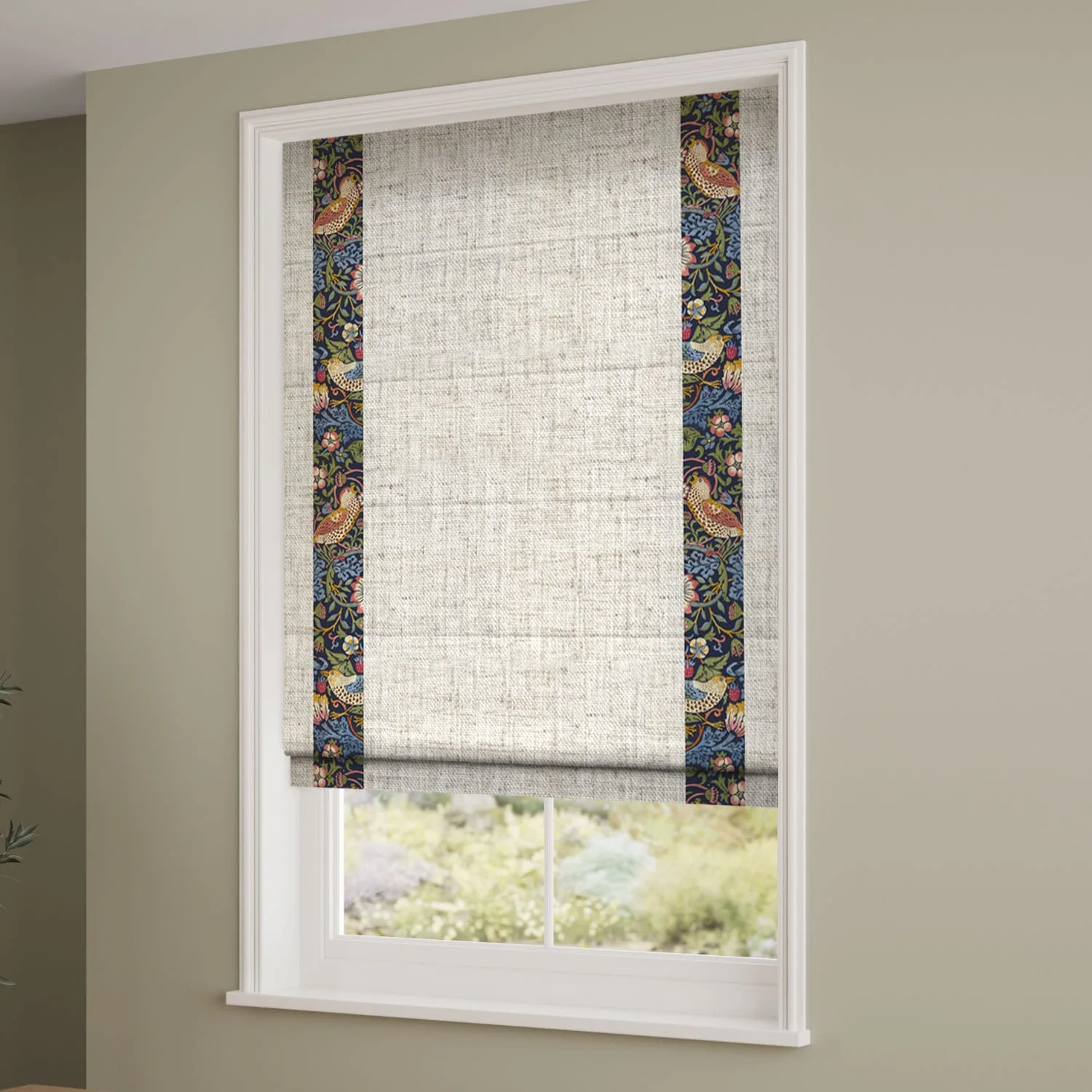 William Morris Strawberry Thief Jewel & Bijou Linen Oatmeal Roman Blind - Image 2