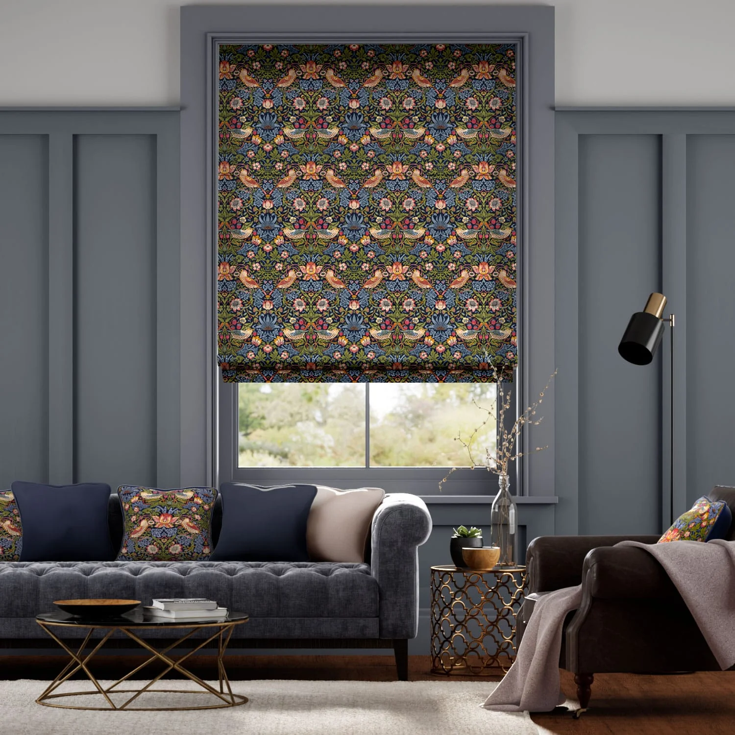 William Morris Strawberry Thief Jewel Roman Blind