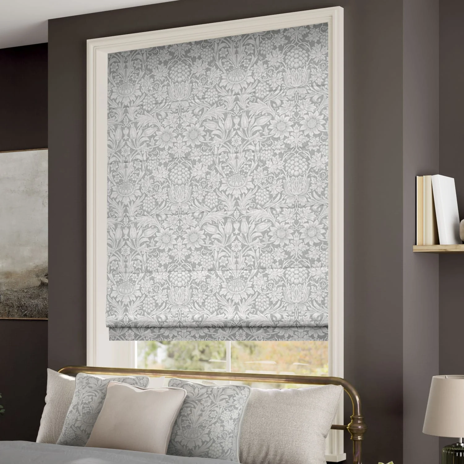 William Morris Sunflower Silver Grey Roman Blind - Image 2