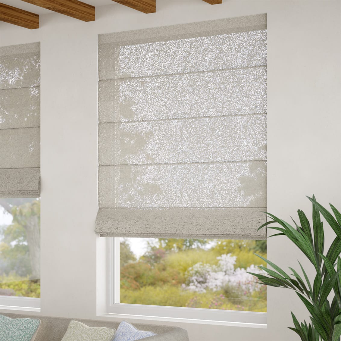 William Morris Willow Voile Pebble Roman Blind - Image 2